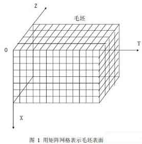 Use a matrix grid to represent the surface of the part blank 